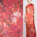 Шовк малиновий з оранжево-молочної абстракцією ш.140