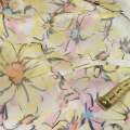 Шелк молочный с желто-черными цветами ш.137