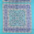 Шелк бирюзовый светлый с сине-серыми "огурцами" (платок) ш.135