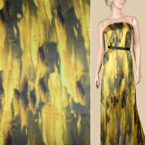 Шовк жовтий з чорною абстракцією ш.135