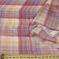 Шелк в клетку (бежево-фиолетовая+бордовая) ш.135
