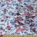 Шелк голубой с бордовыми цветами ш.133