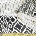 Шелк молочный с черным геометрическим рисунком рапорт ш.134