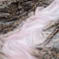 Шовк молочно-рожевий з коричневим принтом "леопард" ш.140