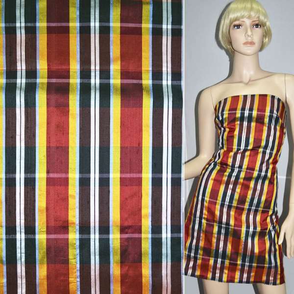 Шелк красный в полоску