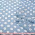 Шелк с хлопком серо-голубой в белый горох ш.150