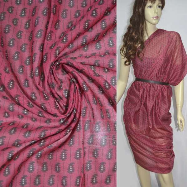 Шовк вишневий з коричневої ялинкою ш.137