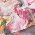 Шовк молочний з рожево-бордовою абстракцією рапорт ш.135