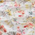Шовк з віскозою білий в жовто-рожеві квіти ш.142
