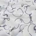 Шелк с полиамидом белый, серые обезьянки, ш.145