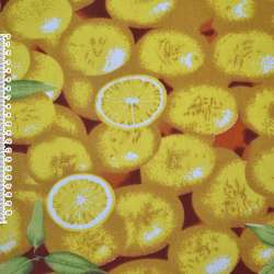 Деко котон лимони, жовто-коричневий, ш.150