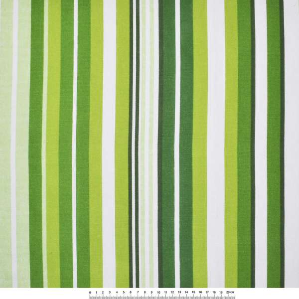 Деко коттон полоски бело-зеленые, зеленые темные, ш.150
