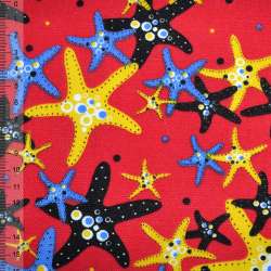 Деко котон зірки морські, червоний, ш.150