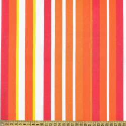 Деко коттон полоски коричнево-белые, бордово-оранжевые, ш.150