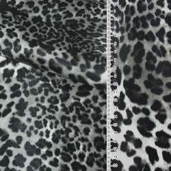 Шкіра штучна на флісі молочно-сірий "леопард" ш.140