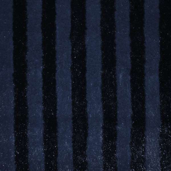 Мех искусственный темно-синий полосы с блестками, ш.150