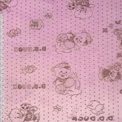 Мех искусственный коротковорсовый розовый со зверьками и звездами ш.160