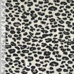 Велюр молочно-серый черный принт леопард ш.157
