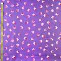 ПВХ тканина ріп-стоп 210T бузкова темна в рожева квітка ш.150