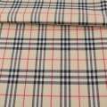 Ткань ПВХ кремовая в черно-красную клетку, ш.150