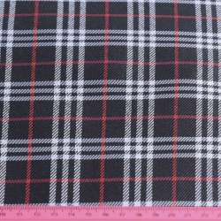 Ткань ПВХ черная в красно-серую клетку, ш.150