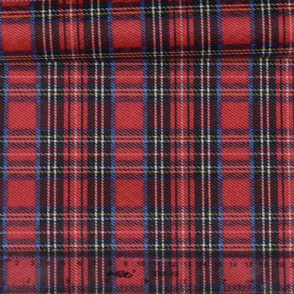 Ткань ПВХ красная в желто-синюю клетку, ш.150