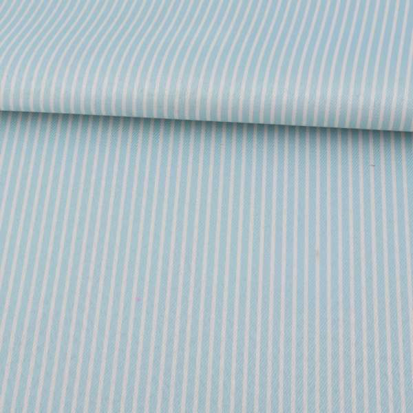 Ткань ПВХ голубая в белую полоску, ш.150