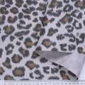 Ткань ПВХ серая, черно-бежевый принт леопард, ш.150