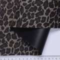 Ткань ПВХ бежевая, черно-коричневый принт леопард, ш.150