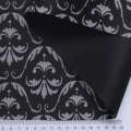Ткань ПВХ черная, белый узор, ш.150