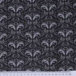 Ткань ПВХ черная, белые вензеля, ш.150