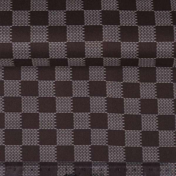 Ткань ПВХ коричневая клетка шахматка штрихи, ш.150