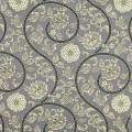Бязь набивная серая, бежевые завитки, цветы, ш.220