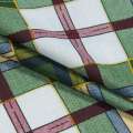Бязь набивная в зеленую клетку, зеленая кайма, ш.220