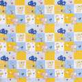Бязь набивная желто-голубые квадраты BABY игрушки, ш.220