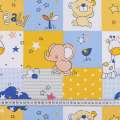 Бязь набивная желто-голубые квадраты BABY игрушки, ш.220