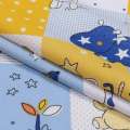 Бязь набивная желто-голубые квадраты BABY игрушки, ш.220