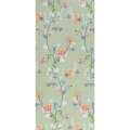 Бязь набивная серо-зеленая, оранжево-розовые цветы, ш.220