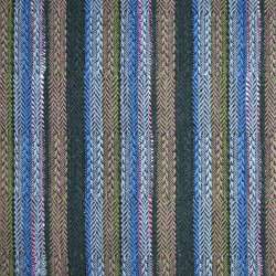 Ткань этно в темно-зеленую, голубую, розовую полоску, ш.150