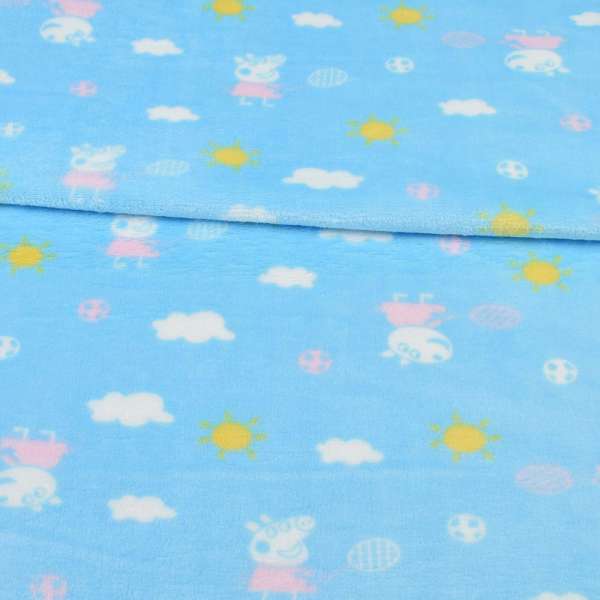 Велсофт двухсторонний свинка Пеппа, облака, солнце, голубой, ш.185