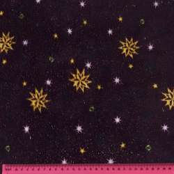 Велсофт двосторонній бордовий в жовті, білі зірочки, золотисте напилення, ш.180