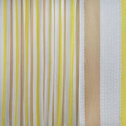 Вуаль тюль шифон плотная полосы желтые, бежевые, нить с ресничками, ш.280