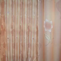 Вуаль тюль шифон принт квіти, абстракція коричнева світла, ш.280