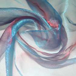 Мус органза гардинна синьо-рожева, ш.280