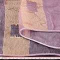 Органза жатая тюль в полоску с квадратами бежевую, розовая, ш.280