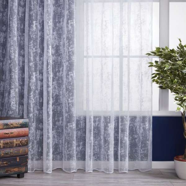 Тюль жаккард мрамор белый, волнистая кайма, ш.300