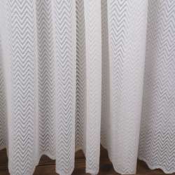 Тюль сетка жаккард зигзаг кремовый, ш.300