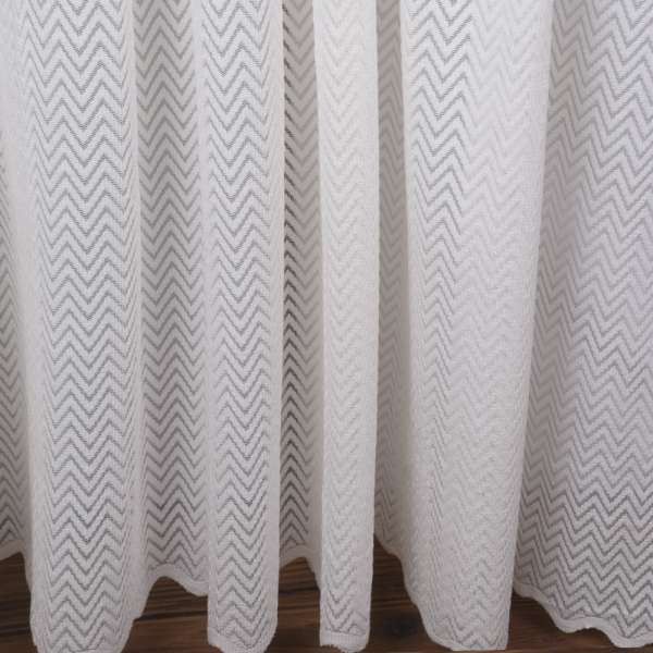 Тюль сетка жаккард зигзаг кремовый, ш.300