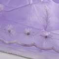 Органза тюль с вышивкой перья, фиолетовая, ш.280