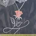Органза тюль з вишивкою троянди рожеві гілочки білі, біла, ш.280
